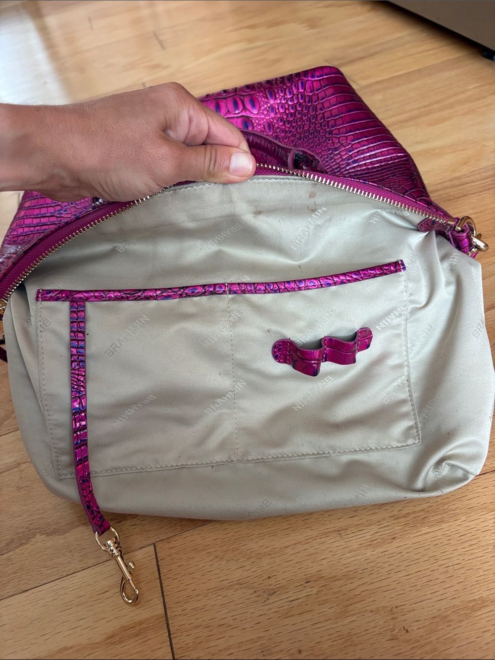 Brahmin duxbury voltage violet satchel Melbourne shoulder bag croc leather rare - Picture 15 of 17